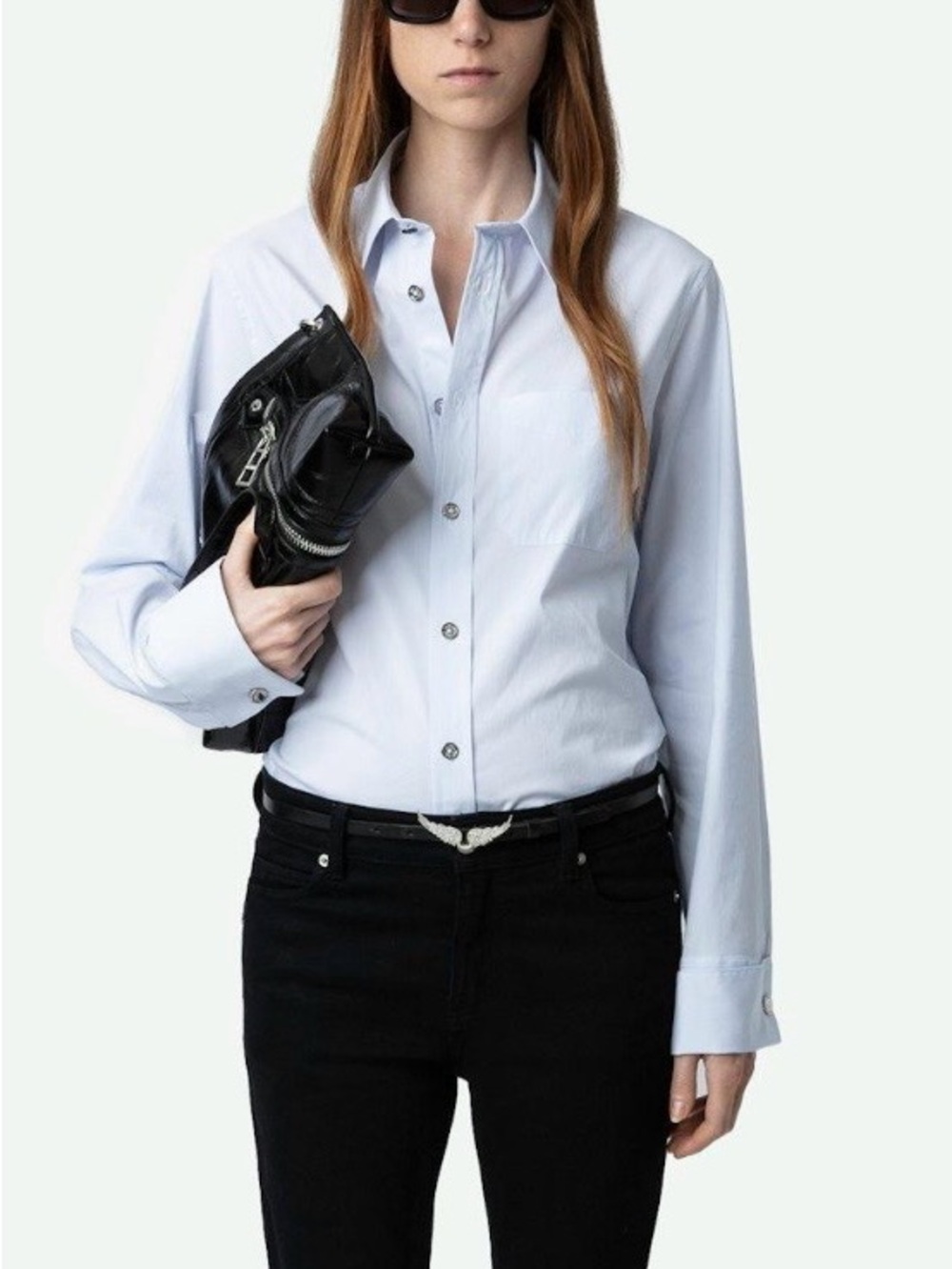 Zadig & Voltaire Taskiza Raye Studs Button-Front Shirt NWT Size Medium